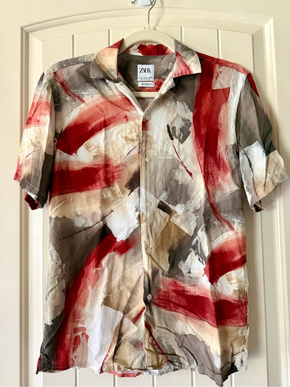 Zara Abstract Brushstroke Short Sleeve Shirt - Relaxed Fit